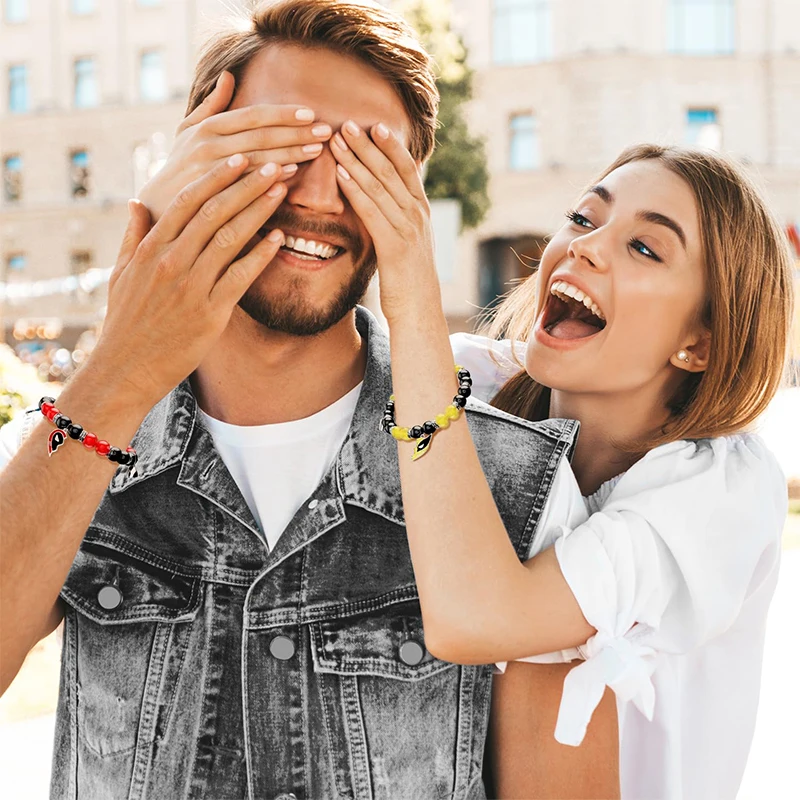 Dead Heros Matching Couples Bracelets for Women and Men 2PCS Best Friend Matching Heart Bracelets for Couple Jewelry Gifts