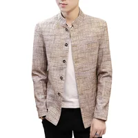 Blazer New Men's Fashion Business Gentleman Wedding British Style Work MAO Suit Outdoor Casual Slim Standing Collar Blazer 1