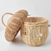 Rattan Tote Bag Handmade Mushroom Woven Rattan Basket Children Room Decoration Tote Toy Sundry Storage Bag Flower Girl Basket 5