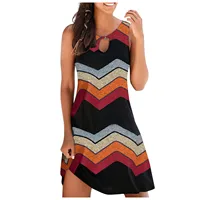 Summer Dress Women Casual Fashion Print Keyhole Neckline Sleeveless A-line Sexy Mini Dresses for women 2022 Beach Sundress - Image 3