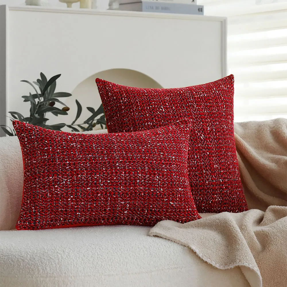 Christmas Red Knitted Throw Pillow Cover Without Core, Festival Party Decoration Living Room Sofa Decorative Cushion Cover 45x45