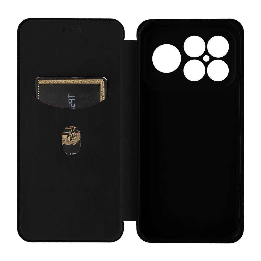 Magnetic Flip Phone Case with Carbon Fiber Pattern and Card Slot