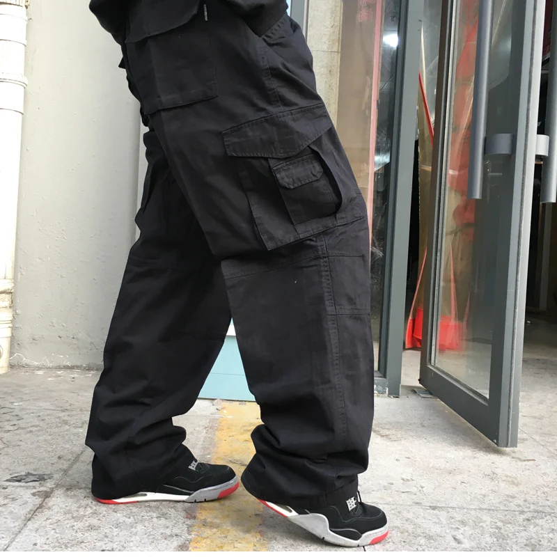 150kg Plus Size Fat Men's Work Cargo Pants Male Loose Multi-pocket Casual Straight Sports Trousers Outdoor Tactical Baggy Pants casual pants hiking pants