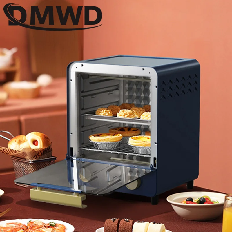DMWD Household Electric Oven 15L Small Cake Baking Making Oven  Multifunctional Desktop Pizza Bread Baking Machine Toaster