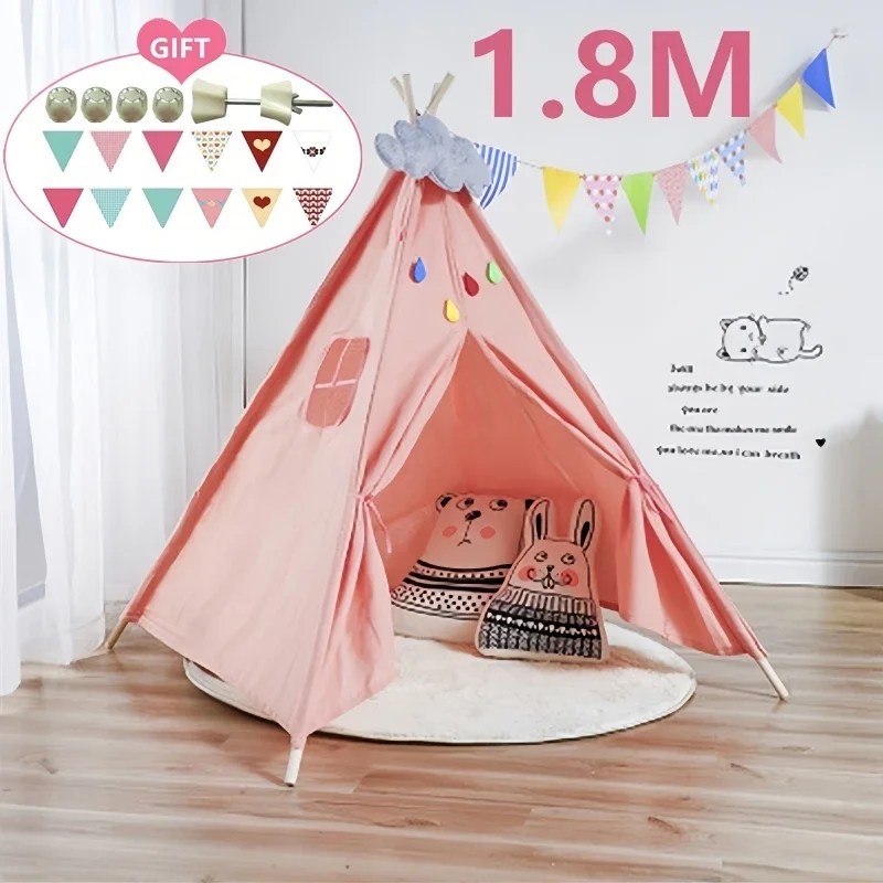 

Портативные Детские палатки 1,8 м, Детская Хлопковая парусина, индийская Игровая палатка тип, игровой домик, вигвам, детский маленький вигвам, украшение комнаты