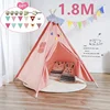 1.8M Portable Children's Tents Kids Cotton Canvas Indian Play Tent Tipi Play House Wigwam Child Little Teepee Room Decoration 1