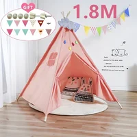 1.8M Portable Children's Tents Kids Cotton Canvas Indian Play Tent Tipi Play House Wigwam Child Little Teepee Room Decoration 1