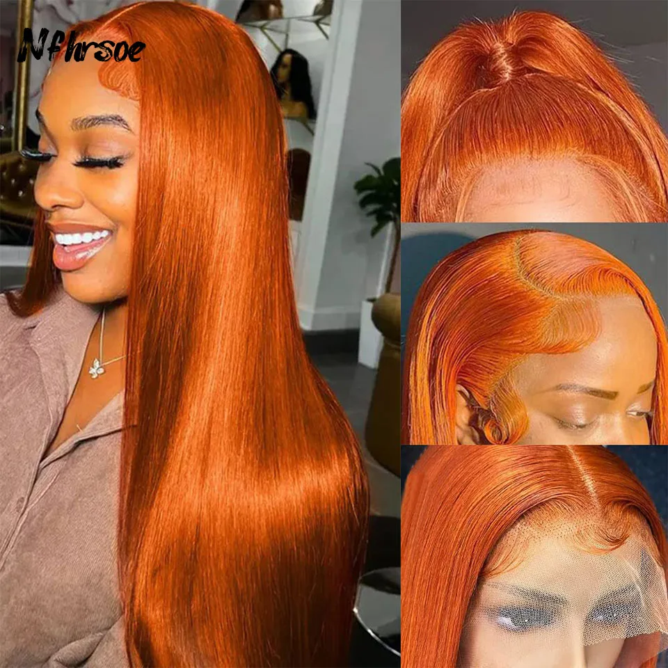 

13x4 Hd Tranparent Lace Frontal Brazilian Human Hair Wig Highlight Ginger Orange Lace Front Wigs Human Hair Straight wig