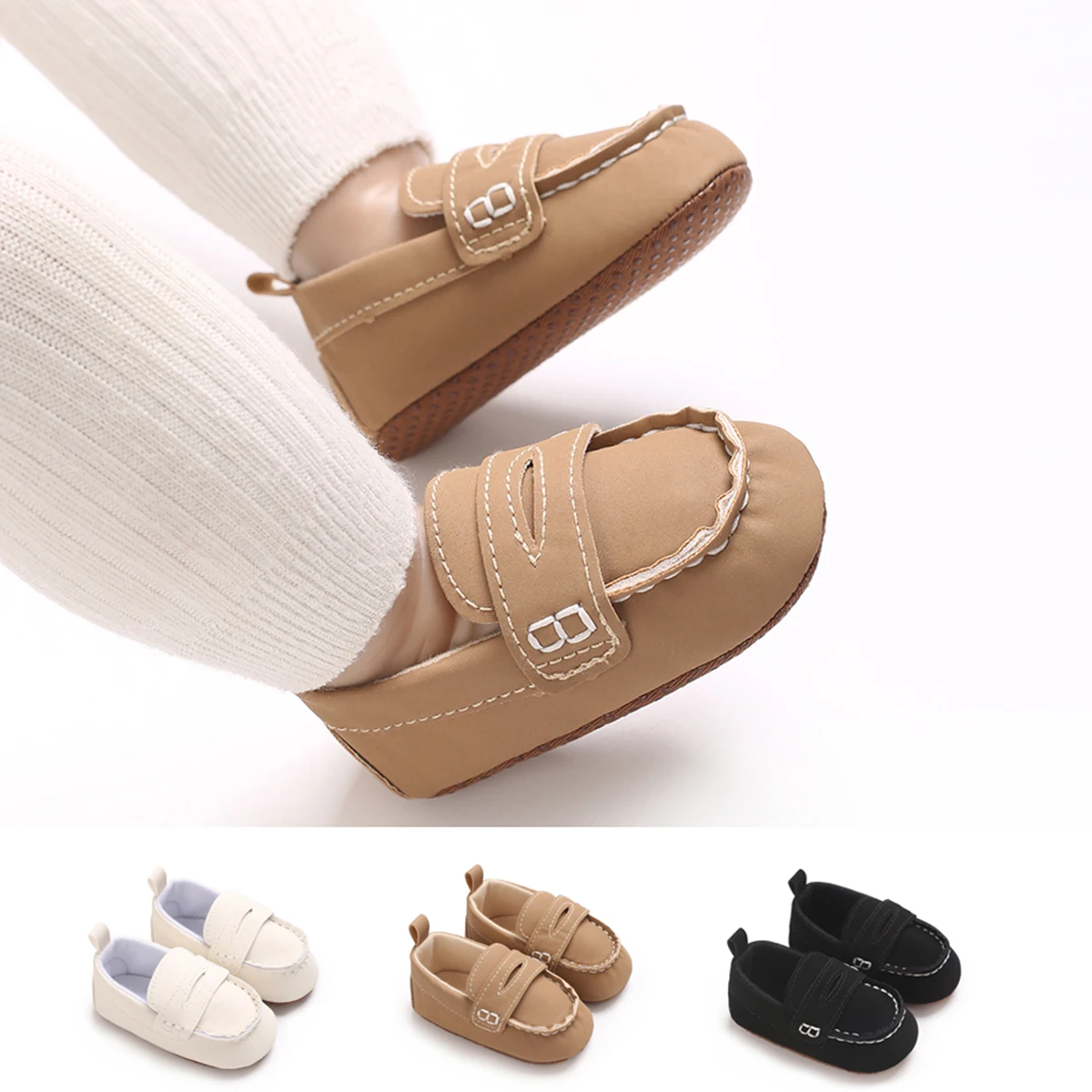 Solid Color Baby Casual Soft Soled Walking Shoes Suitable For 0-1 Year Old Infants And Toddlers Bean Shoes And Forefoot Shoes