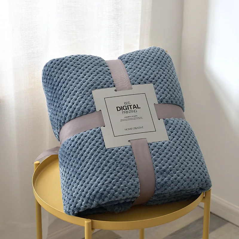 Manta de franela gruesa de color sólido con cuadros de piña, manta de terciopelo coral para el aire acondicionado de la oficina, mantas de regalo