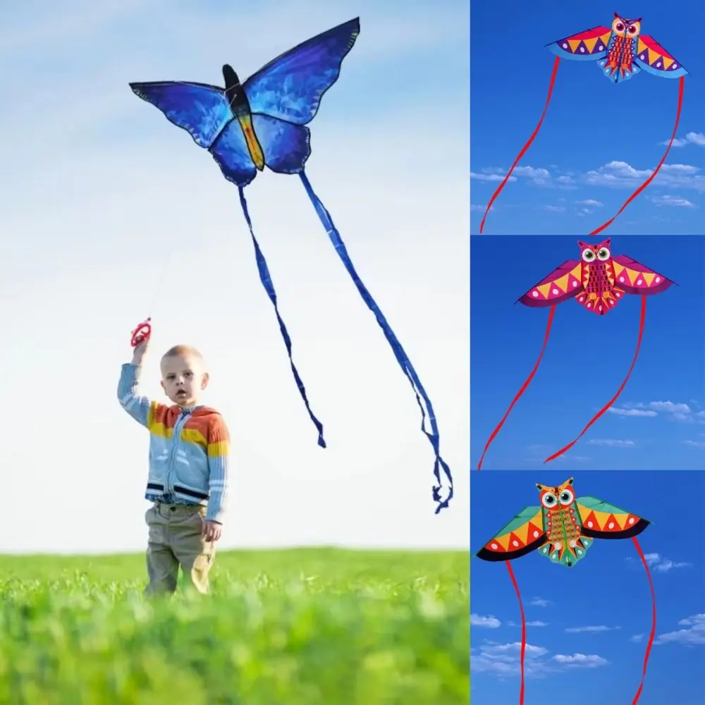1M Cartoon Kites 50 Meter Kite Line Long Tail Children's Kite Kids Gift Ripstop Colored Owl Plastic Flying Toy plastic kite