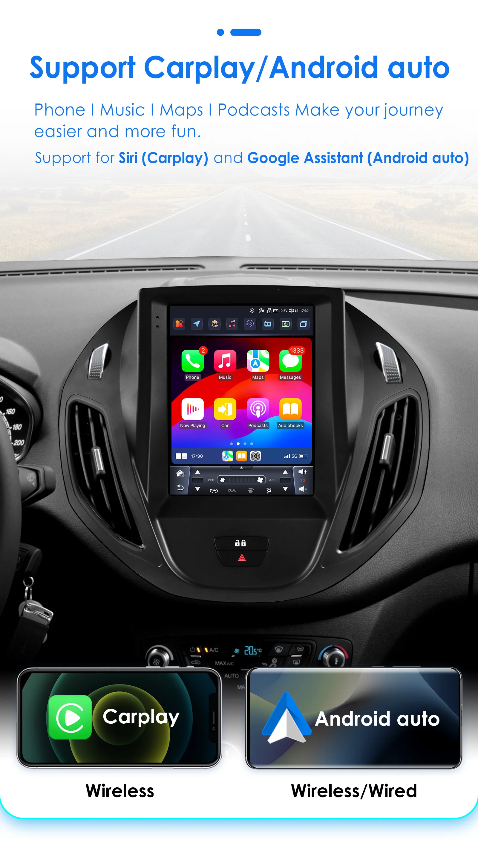 Hizpo 9,7 Zoll Multimedia für Ford Tourneo Transit 2012 - 2023 im Tesla-Stil Android14 Autoradio Auto-GPS 4G WIFI Carplay 8CORE – Detail 11