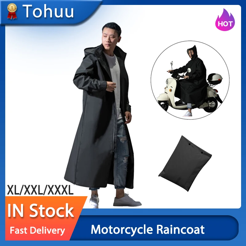 Motorcycle Raincoat Rain Poncho Bike Raincoat Motorcycle Raincoat Women/Men Zipper Hooded Poncho Long Style Hiking Environmental Rain Jacket XL/XXL/XXXL