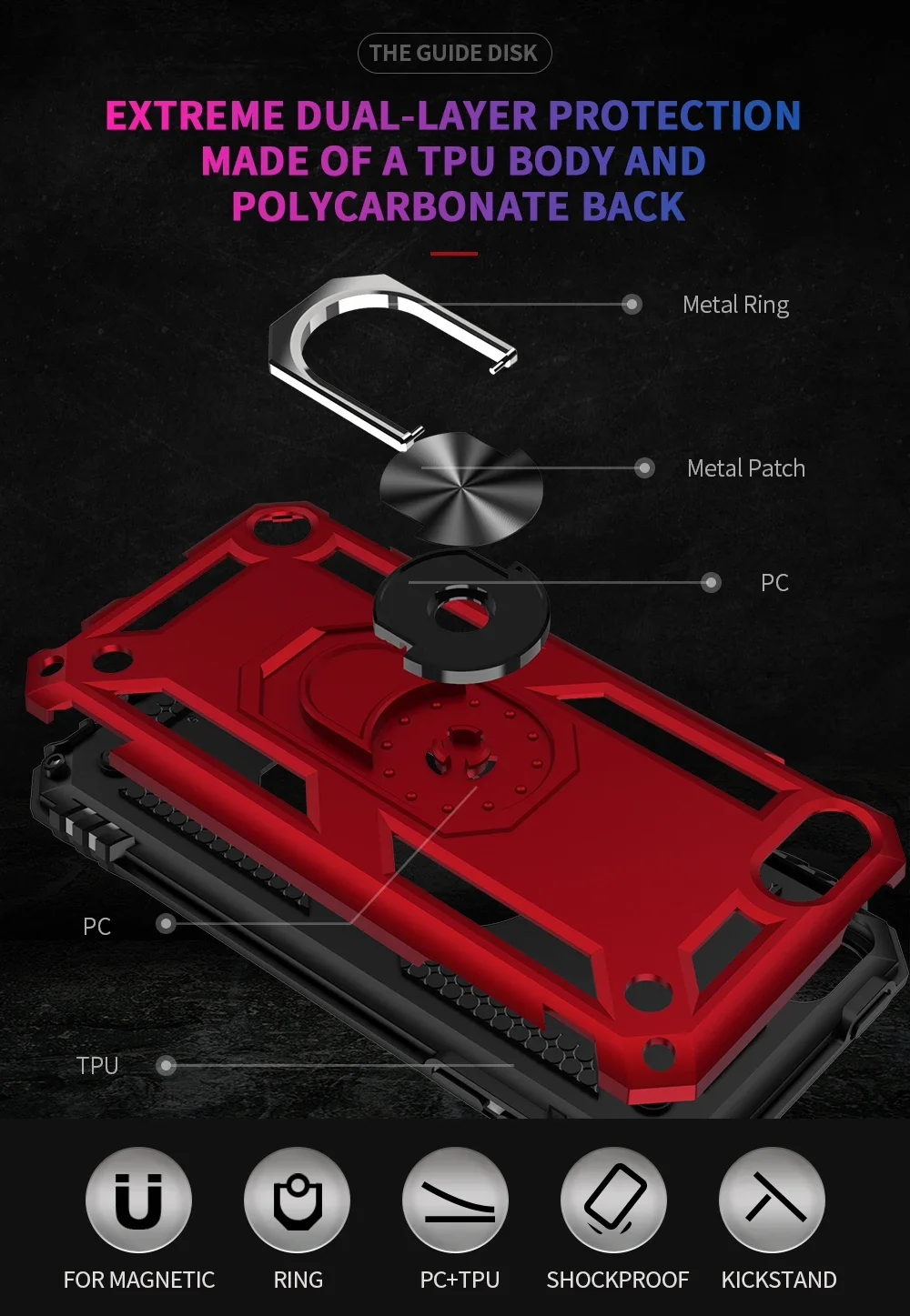 Military Grade Drop-Tested Protective Case with Kickstand & Magnetic Car Mount