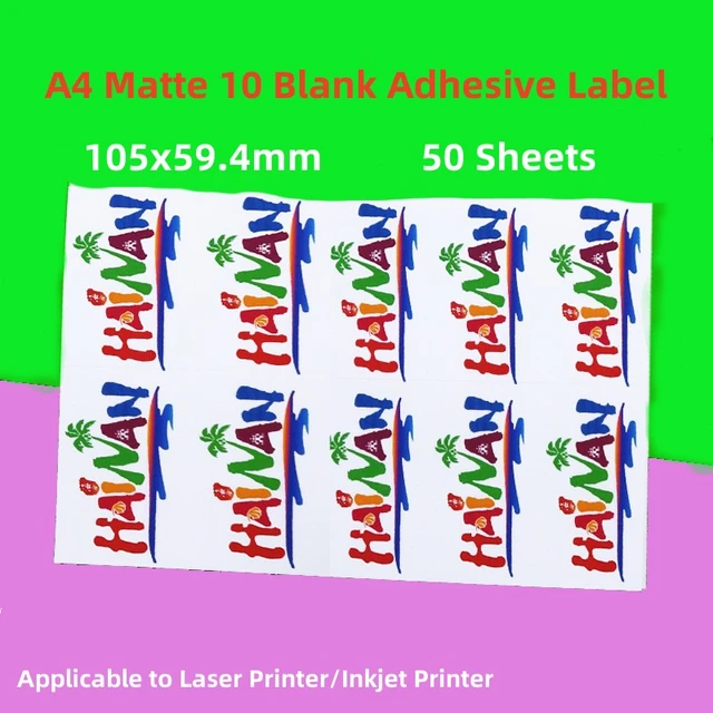 A4 Sticker Label Paper Laser Printer  Paper Stickers Inkjet Printers - 50  Sheets A4 - Aliexpress
