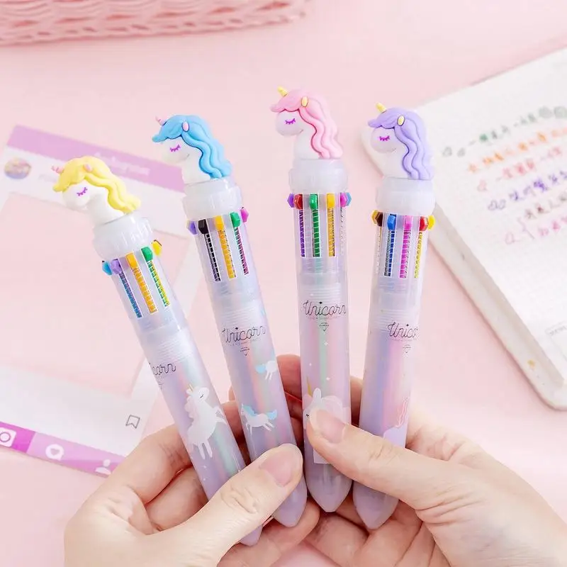 Unicorn Ballpoint Pens 10 Colors 0.5mm Fine Tip Office & School Stationery Gift 16cm