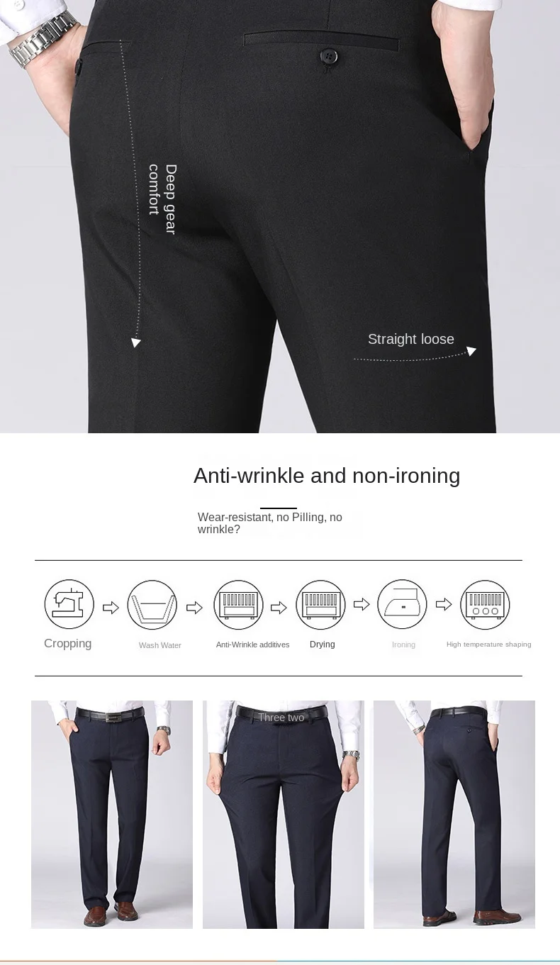Description Picture 6 of item2024 Men's Casual Pants Business Men's Autumn Loose Straight Stretch All-Matching Casual Suit Long Pants Spring