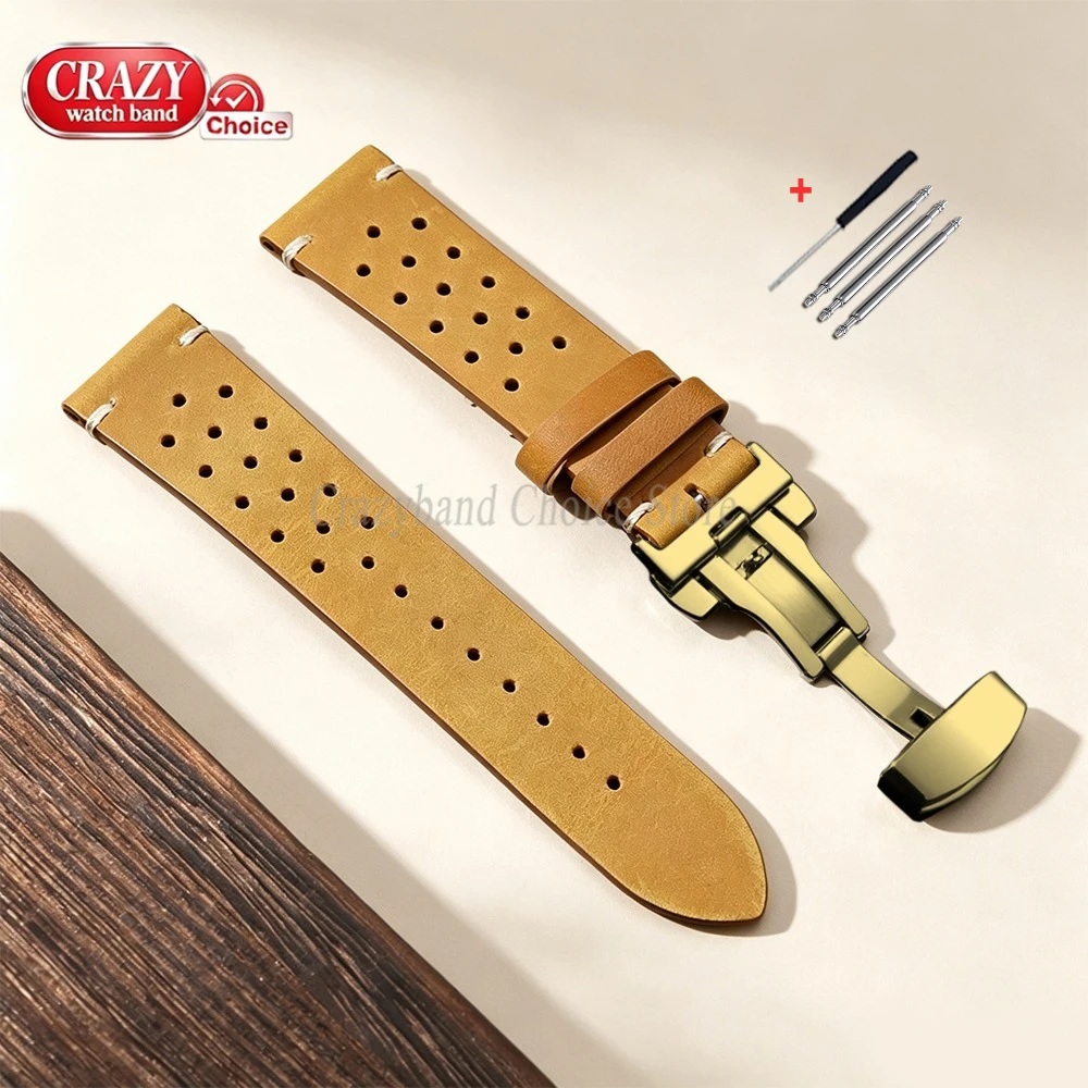 Elegant Handmade Leather Watch Band - Premium Cowhide in Brown & Black