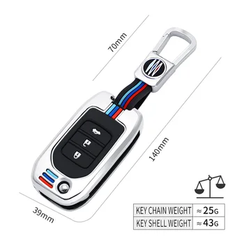 Cover chiate/telecomando per Honda FIT XRV VEZEL CITY JAZZ CIVIC HRV 2 3 4 pulsanti supporto per coperchio pieghevole accessori portachiavi luminosi - Portachiavi in lega per auto per Honda FIT XRV VEZEL CITY JAZZ CIVIC HRV 2