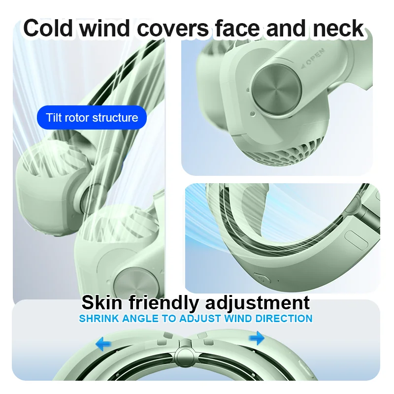 Xiaomi 8000mAh Wearable Neck Fan Portable Air Conditioner USB Rechargeable High Power Bladeless Turbine Fan Suitable for Outdoor 3