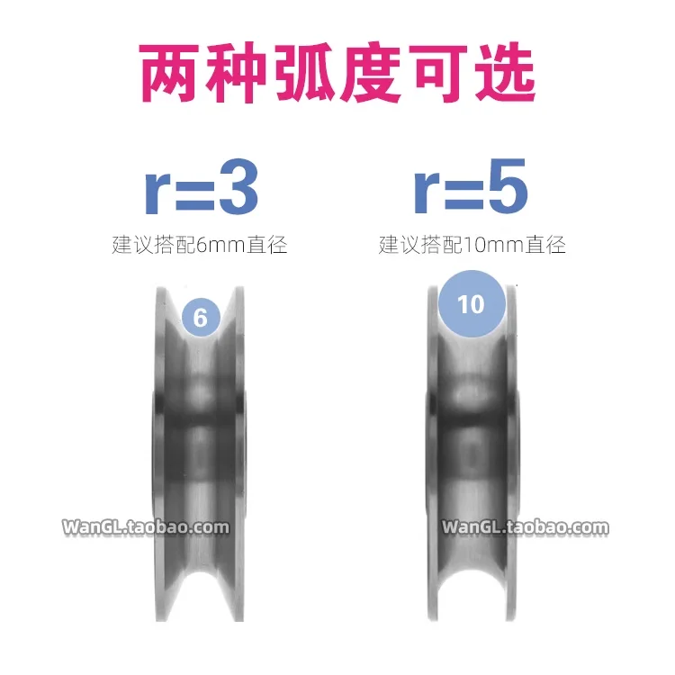 Description Picture 2 of item1pc 12*50*13mm 6301RS bearing steel bearings, U grooves V round bottom 5cm pulley, 6mm guide wheel, wire rope roller