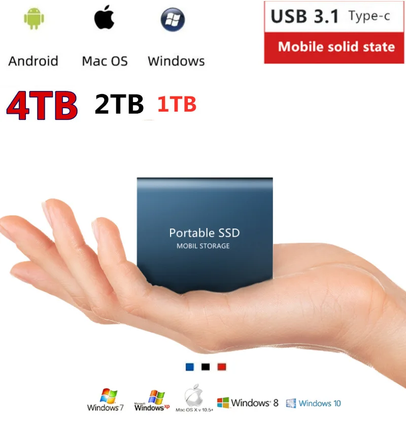 Disque dur SSD externe Mobile Solid State Usb 3.1 Ssd externe Typc