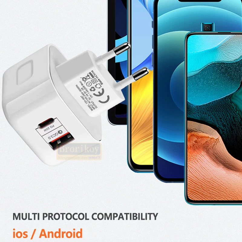 Caricatore PD USb-C a doppia porta Tipo c Adattatori di