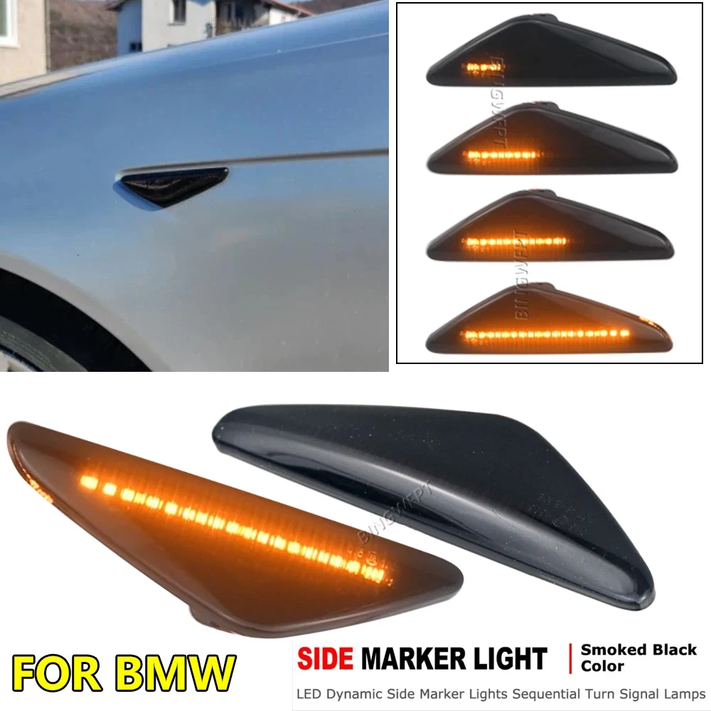 2pcs Dynamic LED Side Marker Light For BMW E46 2D 2003-2006 325Ci 330Ci Coupe Co