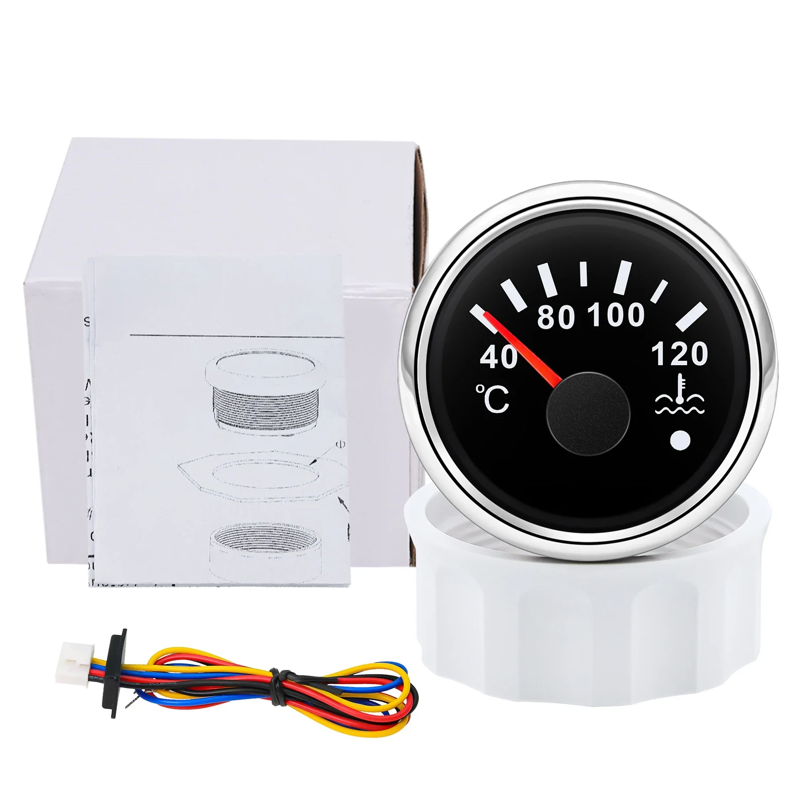 52MM Boat Car Water Temperature Gauge With Coolant Temperature Sensors 1/8NPT 14