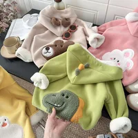 الأطفال سترة أفخم سميكة أعلى 2025 الخريف الشتاء ملابس الطفل الفتيان الفتيات الكرتون الحيوان معطف مقنع طفل ملابس خارجية 2