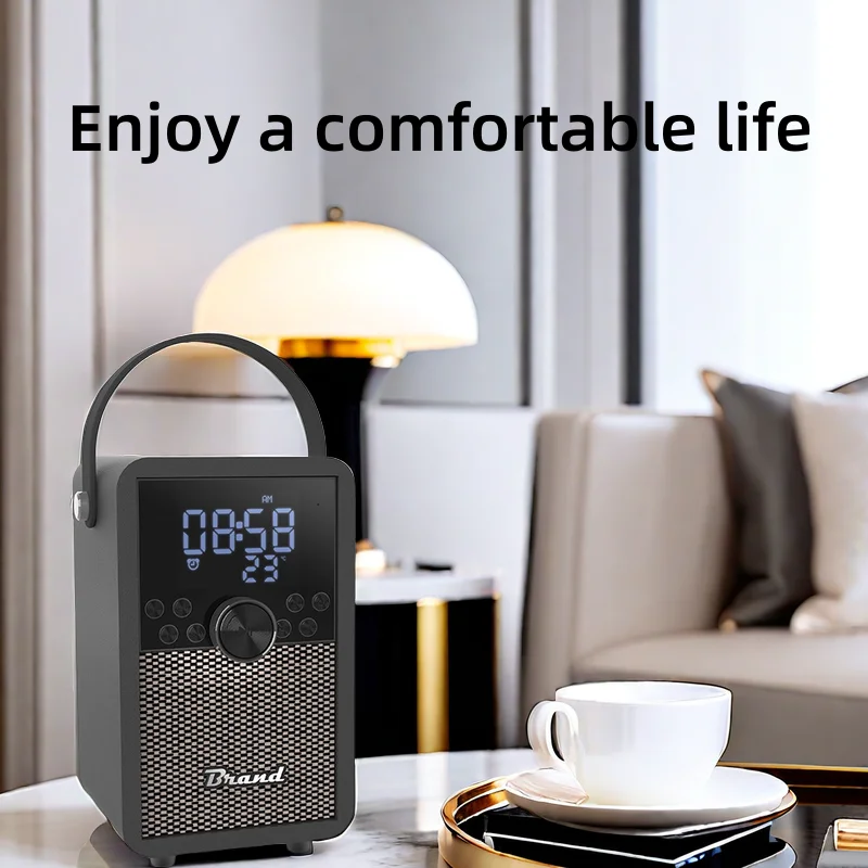 

Temperature display wooden Bluetooth speaker portable handheld clock subwoofer 3D stereo surround outdoor FM radio Music Player