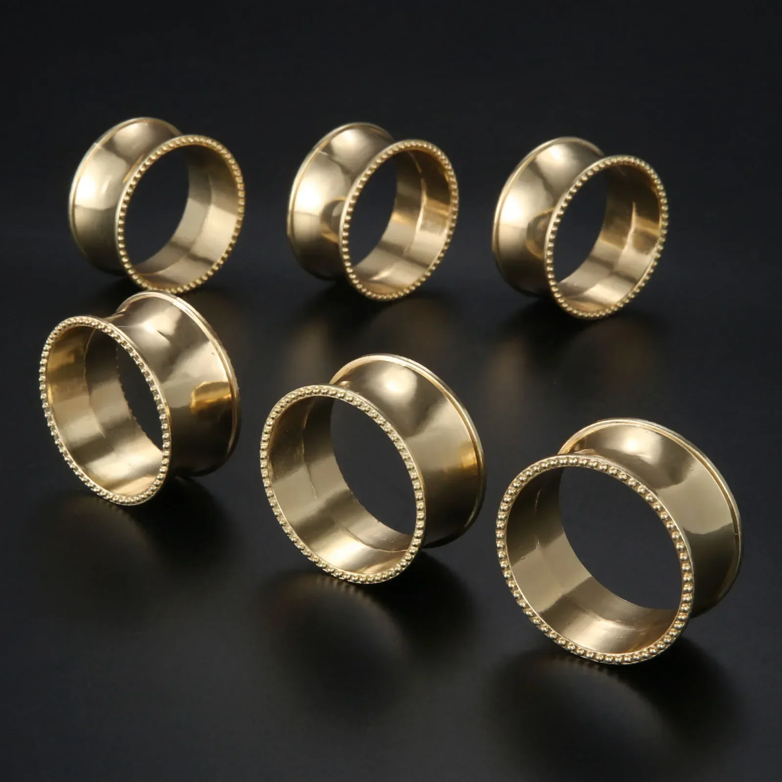 6Pcs Metal Modern Round Napkin Rings Napkin Buckle Holder Cloth Ring Household Hotel Dinner Table Serviette Exquisite Decoration