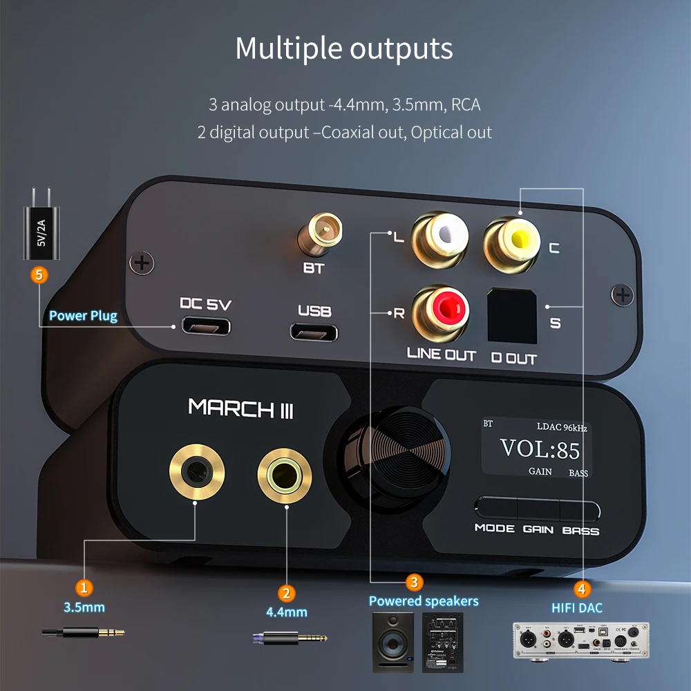 Headphone amplifier audio converter amplifier TempoTec M3 HIFI USB DAC Bluetooth DAC