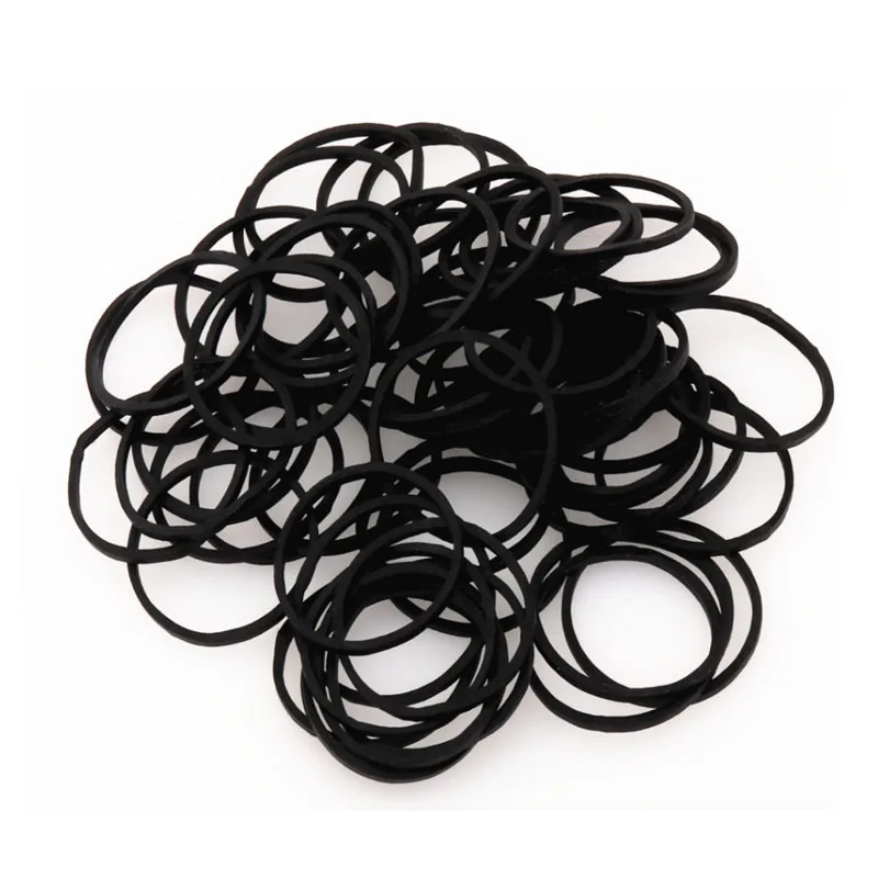 Mini Rubber Bands Black Elastic Hair Band Soft Hair Elastics Ties Bands For Office Supplies School Home Thk 1.5mm Dia 19 25 40mm