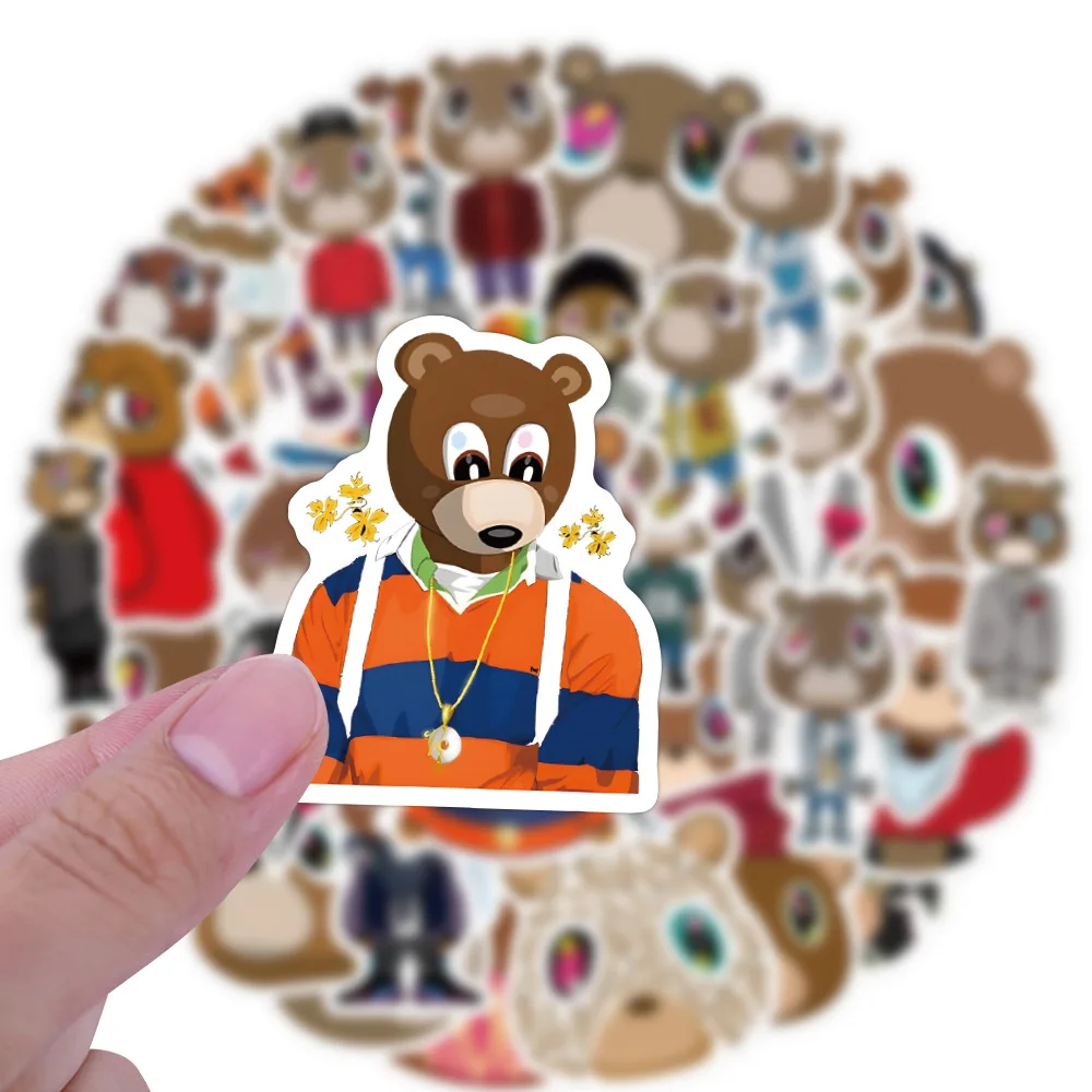 60개 칸예 웨스트 예 베어 스티커, 미적 감각의 방수 그래피티 데칼, DIY 모바일, 여행 가방, 기타, 노트북, 스케이트보드 장