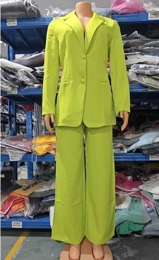 Ladies Blazer Set Two Piece Women Autumn Long Sleeve Notched Collar Elegant Blazer Coat & Fashion Pocket Design Work Pants Set