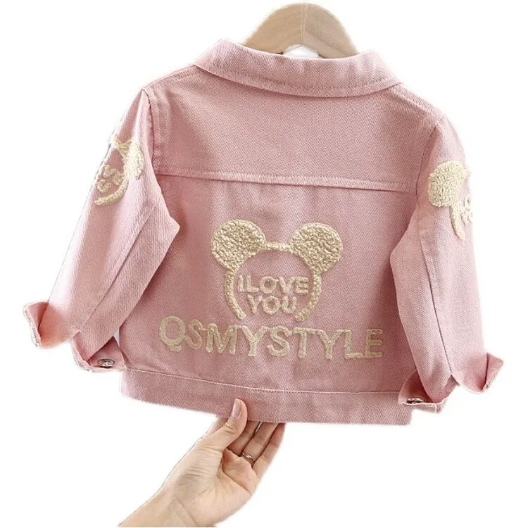 Girl's coat spring and autumn style children's cartoon towel embroidered clothes denim clothes 5