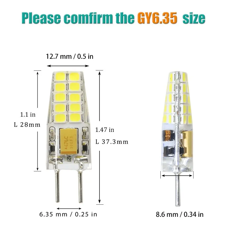 2pcs GY6.35 G4 LED Light Bulb 12V Corn Bulb Droplight Chandelier 2835SMD G6.35 LED Bombillas Cold White/ Warm White Lamp