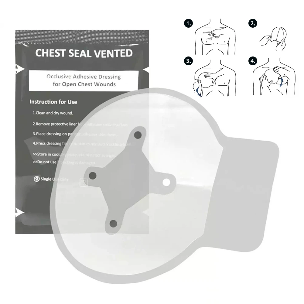 1Pc Emergency Trauma Sticker First Aid Patch Medical Vent Chest Seal