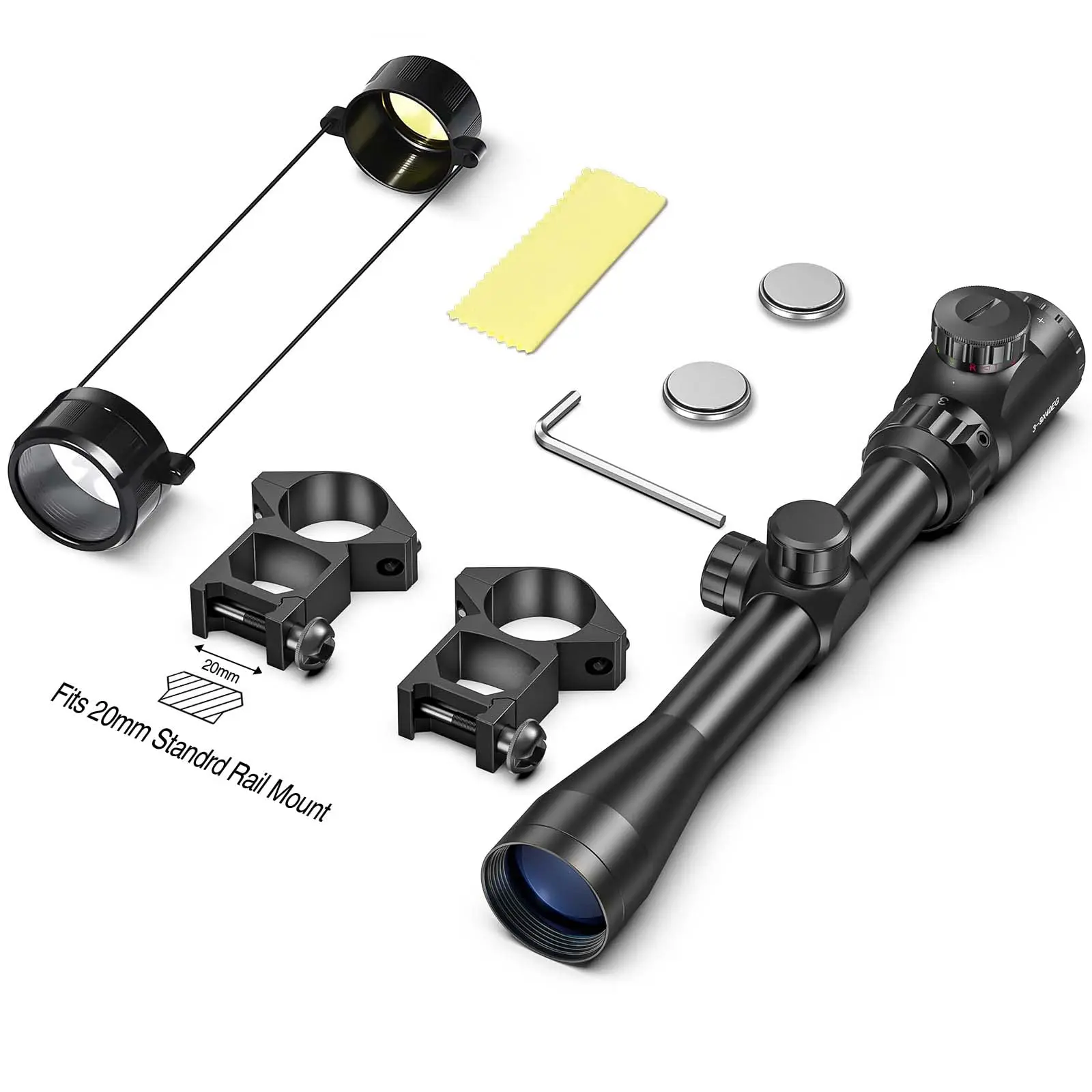 MidTen Riflescope 3-9x40 Rifle Sniper Scope Red or Green Illuminated Optical with Mounts Mil dot Fit First Focal Plane Crosshair rifle scope