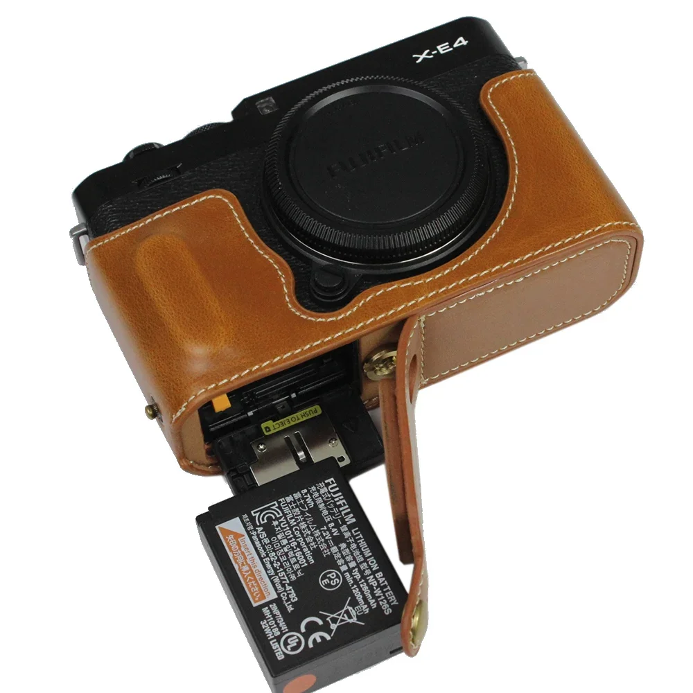 Custodia Mezza Custodia Per Fotocamera In Pelle Pu Per Fujifilm Fuji Xe4 X-E4 Custodia Protettiva Con Apertura Della Batteria