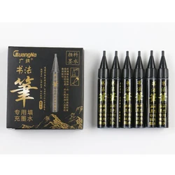 Set of 4 Calligraphy and Hand Lettering Black Ink Pens (6 pcs Black ink sac)