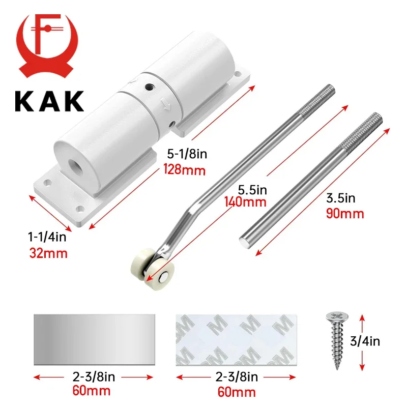 KAK Automatic Door Closer Adjustable 30KG Soft Closing Spring Door Closer Device Hydraulic er Mute Hardware door closer