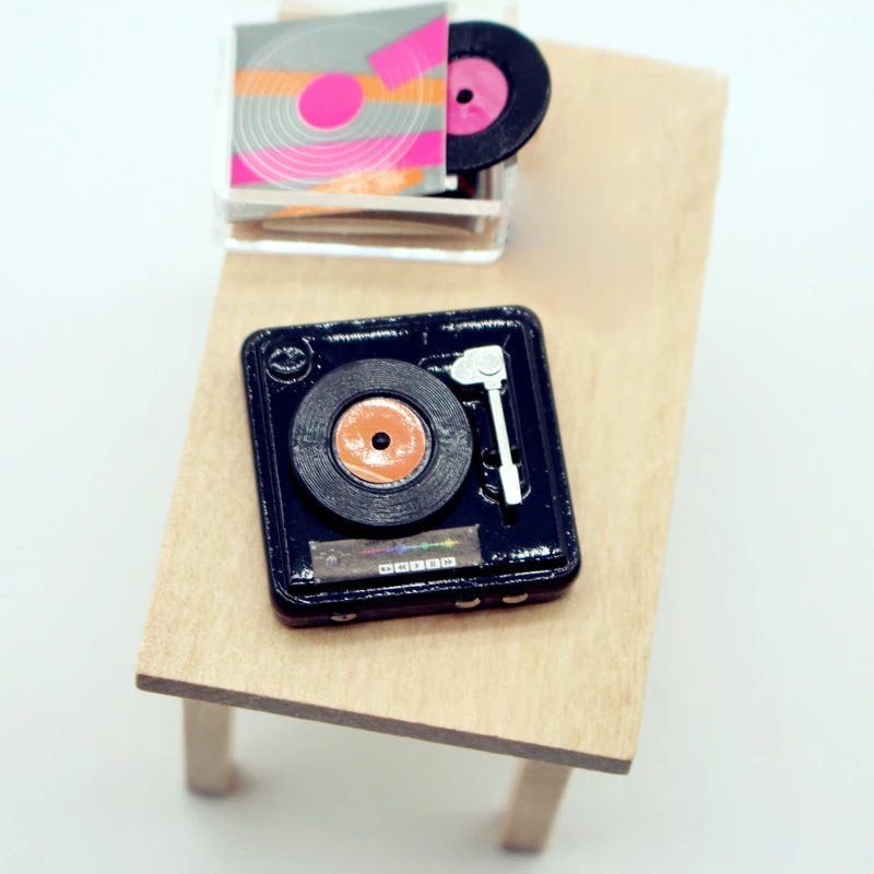 1세트 인형의 집 미니 CD 디스크 레코드 세트 침실 거실 미니어처 장면 모델 장난감 인형 집 액세서리