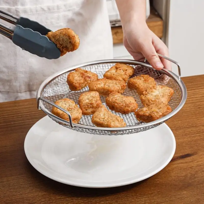 13MA Kitchen Chips Deep Fry Baskets Presentation Potato Chef Frying French Fries Stainless Steel Colanders Strainers