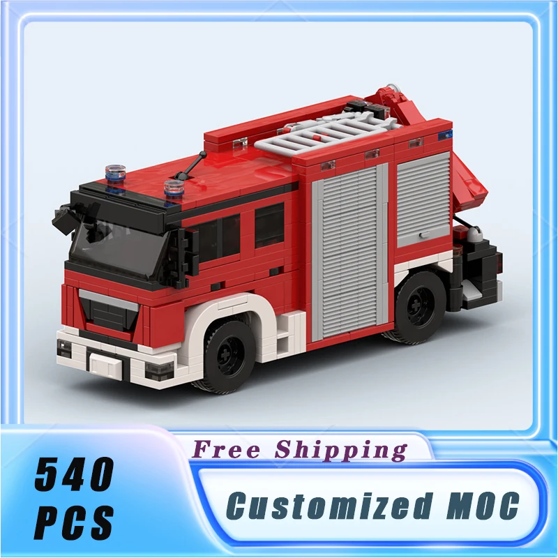 

MOC Building Blocks Fire Rescue Truck Classical City Vehicle Model Bricks Sets Assemble Display Children's Toys Gifts