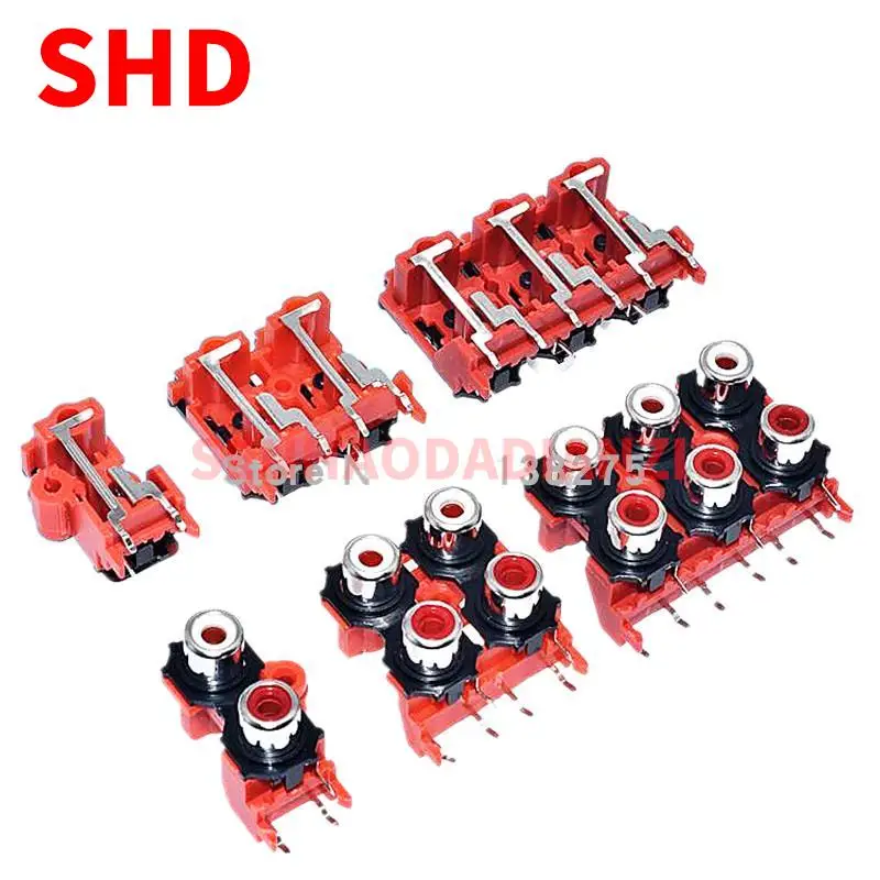 2 Pz Nuovo 2P 4P 6P 8P Rca Femmina Audio Video Spina Connettore Av Presa Connettore Av2-8.4-13 Parti Pcb Rosse