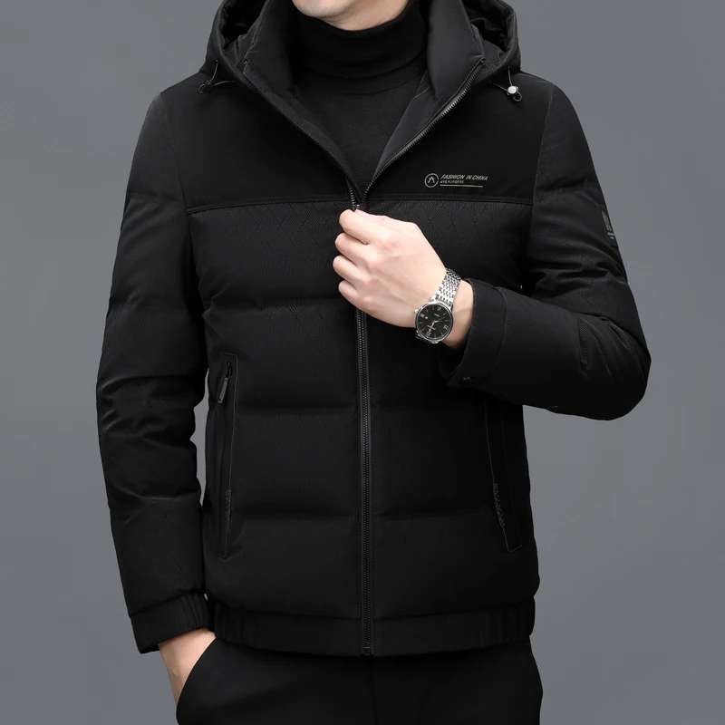 YX-5803 Extreme Cold Warm Down Jacket Men's Thick Winter White Duck Down Collar Jacket New Cold Proof Hat Detachable