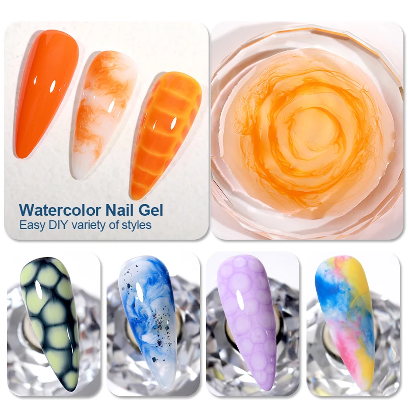 AS Clear Blooming Gel Polish 15ml UV LED Soak Off Nail Art Polish for Spreading Effect Marble Gel Paint Varnish Top Base Coat 4