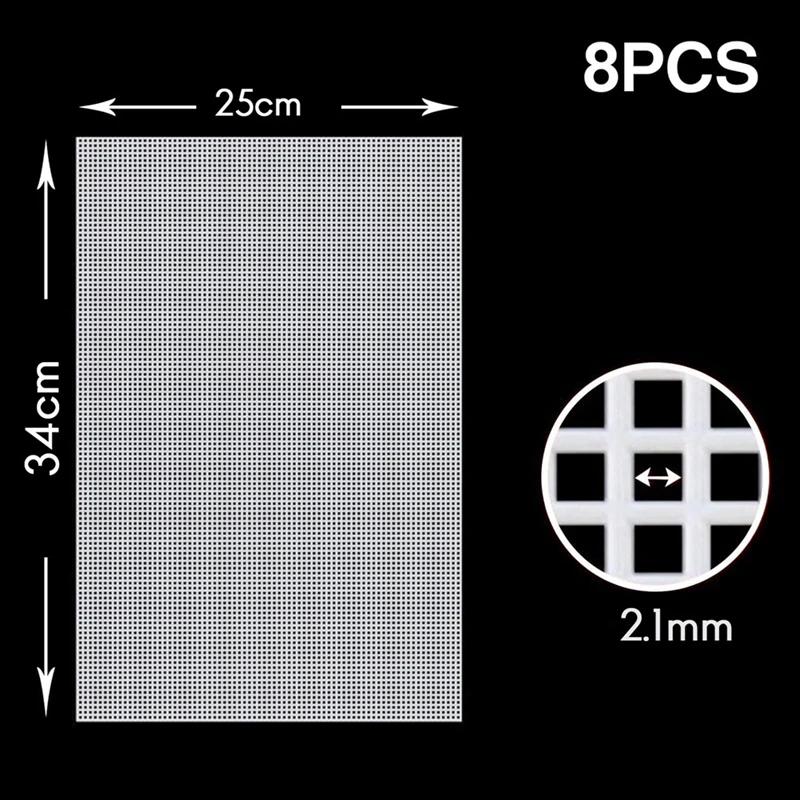Canvas Pads 8 Pcs White Rectangle Plastic Mesh Sheet Flexible Plastic Canvas For DIY Crafts Embroidery Crafting Knit